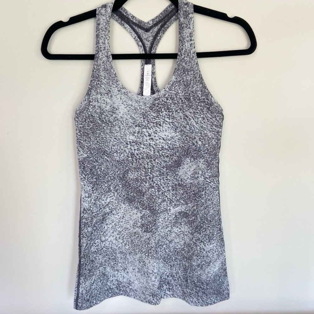 Lululemon Cool Racerback II Tank Jacquard white black Size 6 W1ACGS